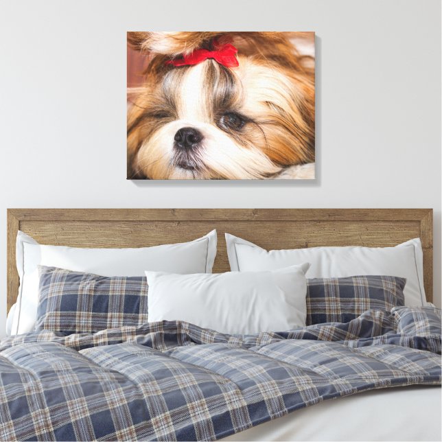Your pet dog puppy custom photo canvas print (Insitu(Bedroom))