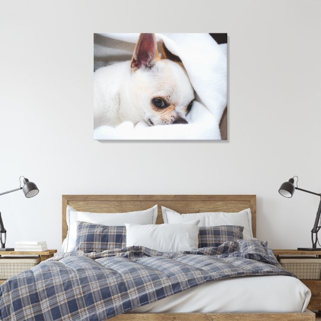Your pet dog puppy custom photo chihuahua canvas print (Insitu(Bedroom))