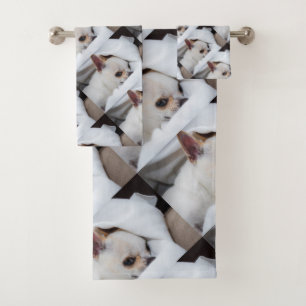 Your pet dog puppy custom photo chihuahua pattern bath towel set