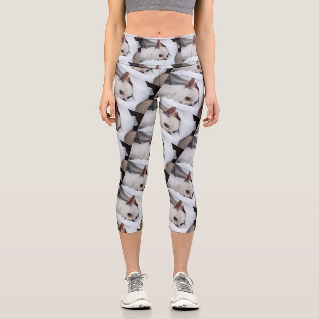 Your pet dog puppy custom photo chihuahua pattern capri leggings (Front)