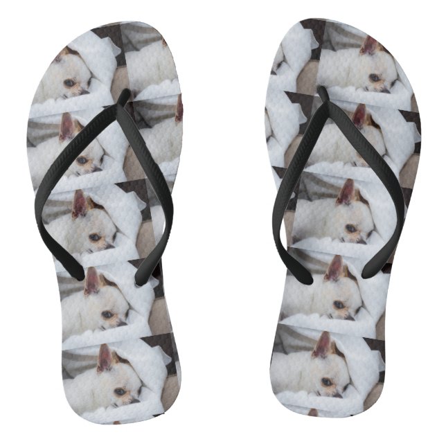 Your pet dog puppy custom photo chihuahua pattern flip flops (Footbed)
