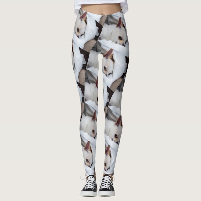 Your pet dog puppy custom photo chihuahua pattern leggings (Front)