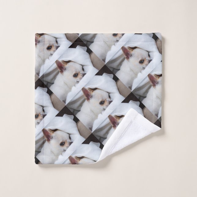 Your pet dog puppy custom photo chihuahua pattern wash cloth (Wash Cloth)