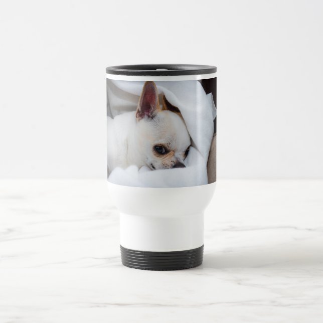 Your pet dog puppy custom photo chihuahua travel mug (Center)