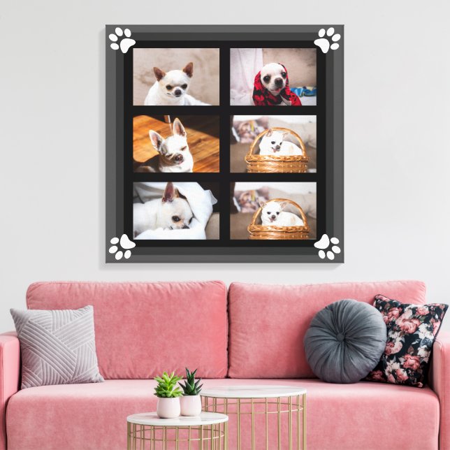 Your pet dog puppy custom photo collage chihuahua canvas print (Insitu(LivingRoom))