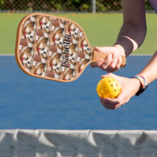 Your pet dog puppy custom photo pattern Monogram Pickleball Paddle