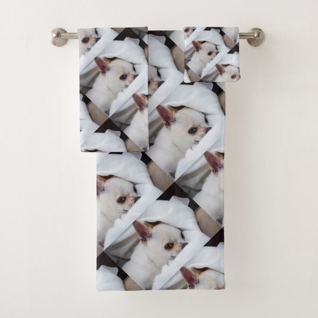 Your pet dog puppy custom photos chihuahua pattern bath towel set (Insitu)