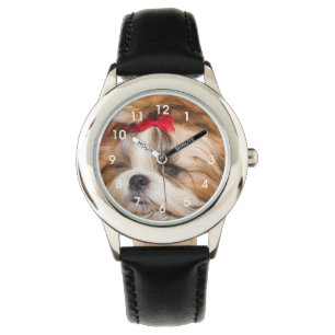 Your pet dog puppy photo clock face watch
