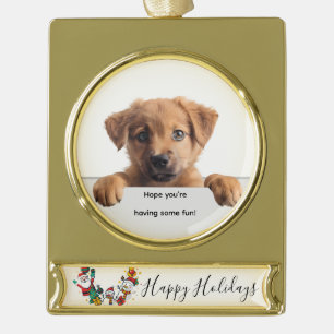 Your Pet on the Tree Persomalize Gold Plated Banner Ornament