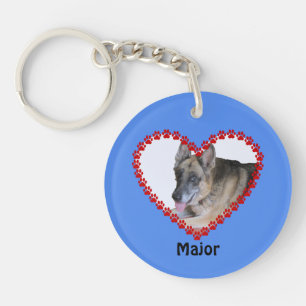 Your pet photo add name paw prints blue key ring