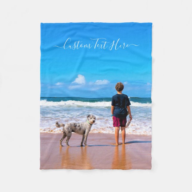 Your Pet Photo Baby Fleece Blanket Custom Text (Front)