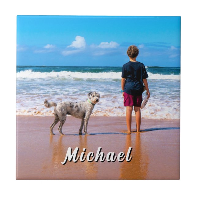 Your Pet Photo Ceramic Tile Gift Personalised Name (Front)