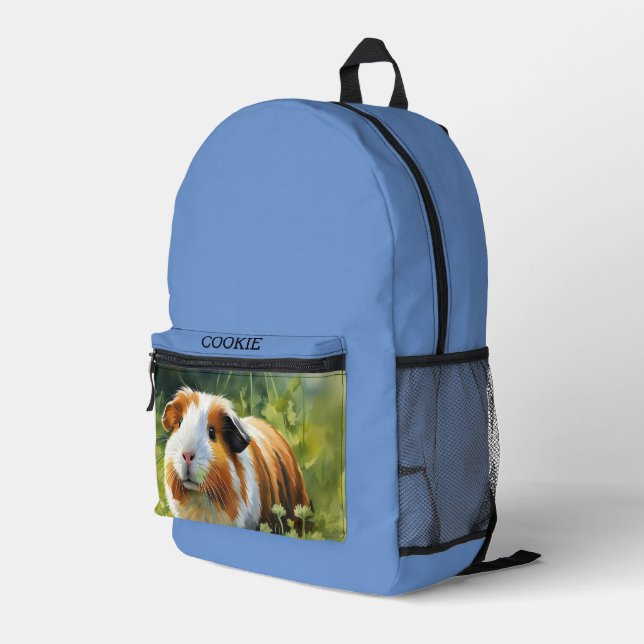 Your Pet Photo Dog Cat Cavy Personalised Blue Printed Backpack (Back Corner Right)