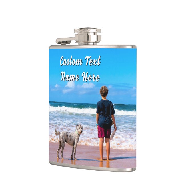 Your Pet Photo Flask Personalized Text (Left)