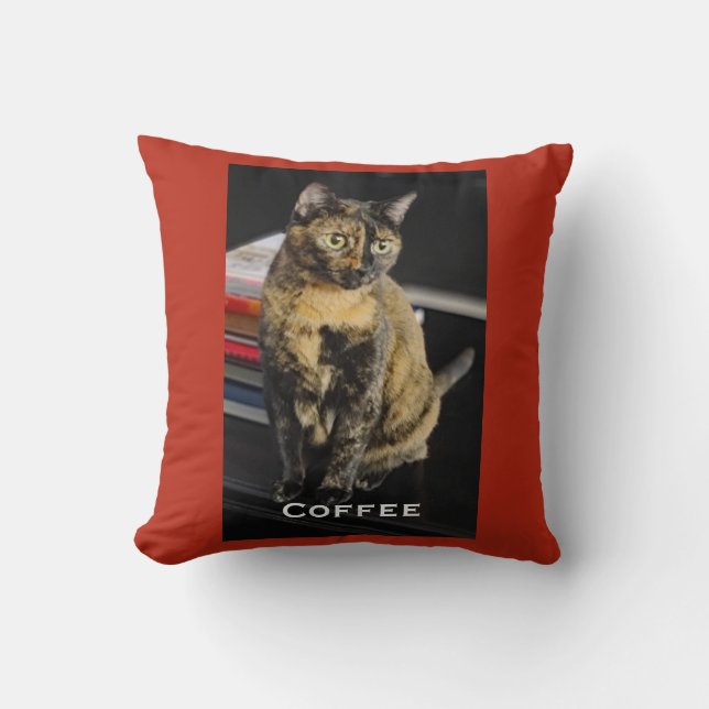 Your Pet Photo, Name, Red Background,  Cushion (Front)