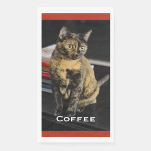 Your Pet Photo, Name, Red Background Napkin