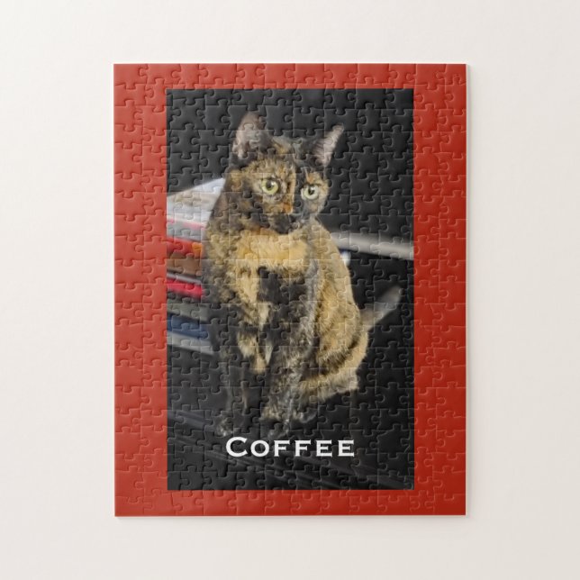 Your Pet Photo, Name, Red Background, Personalised Jigsaw Puzzle (Vertical)