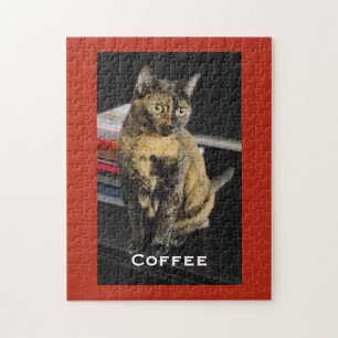 Your Pet Photo, Name, Red Background, Personalized Jigsaw Puzzle