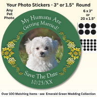 Your Pet Photo, Save The Date, Emerald Green & Gol
