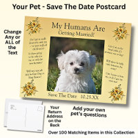 Your Pet Photo Save The Date Golden Yellow Flowers