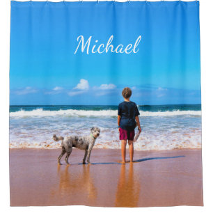 Your Pet Photo Shower Curtain with Custom Name