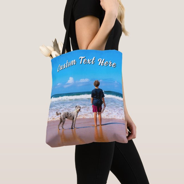 Your Pet Photo Tote Bag Personalized Text (Close Up)