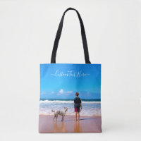 Your Pet Photo Tote Bag with Custom Text