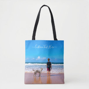 Your Pet Photo Tote Bag with Custom Text