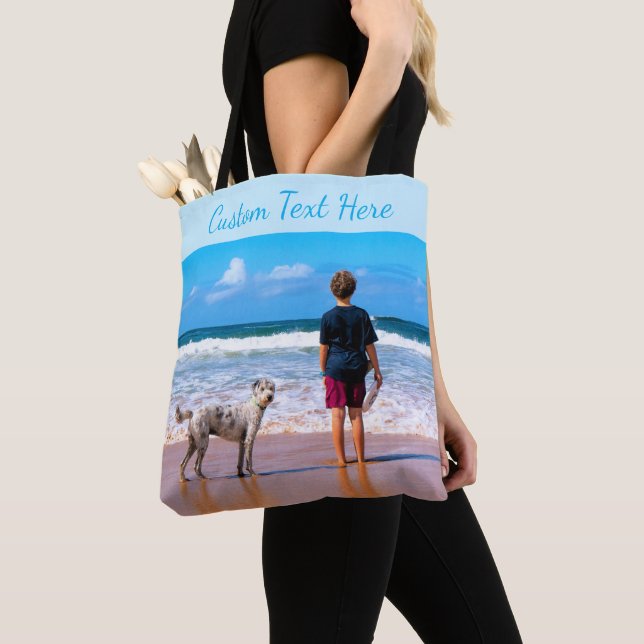 Your Pet Photo Tote Bag with Custom Text (Close Up)