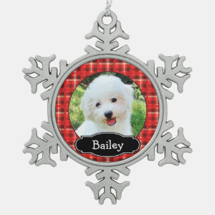 Your Pet Red Plaid Ornament Personalised