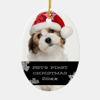 Your Pet's First Christmas Photo Ornament | Black