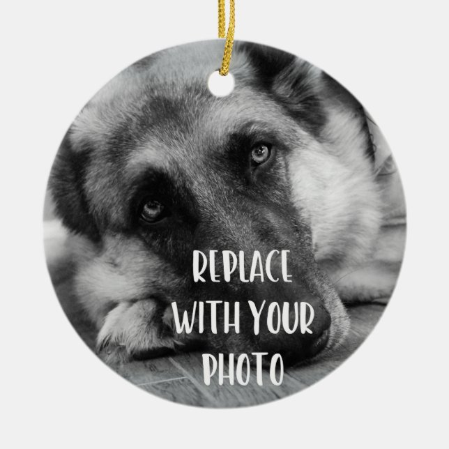 Your Pet's Photo Lost Pet Ceramic Tree Decoration (Front)