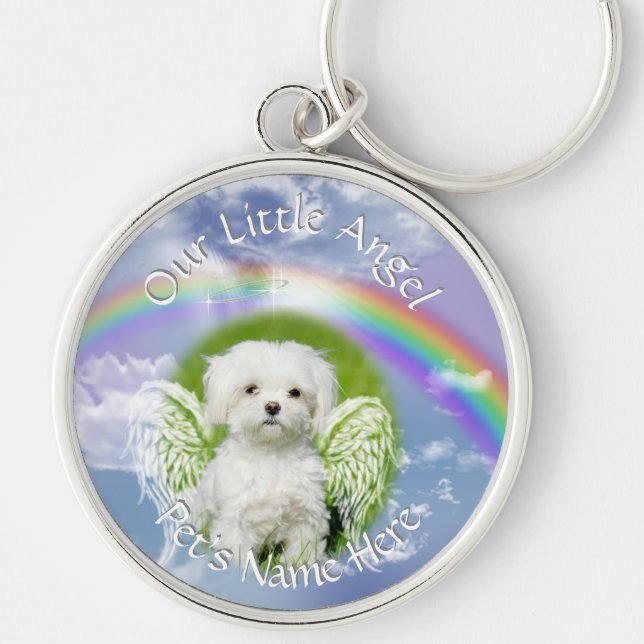 Your Pet's Photo Memorial Rainbow Angel Key Ring (Front)