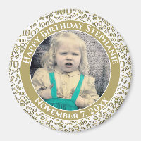 Your Photo 100th Birthday Pattern Gold/White