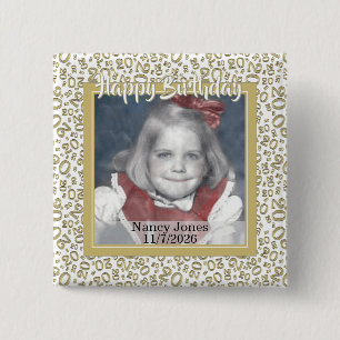 Your Photo 20 Random Number Pattern Gold/White 15 Cm Square Badge