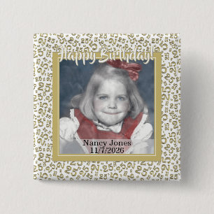 Your Photo 25 Random Number Pattern Gold/White 15 Cm Square Badge