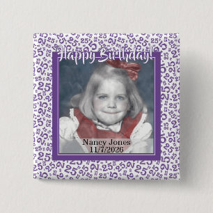 Your Photo 25 Random Number Pattern Purple/White 15 Cm Square Badge