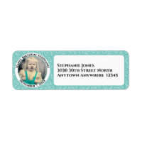 Your Photo 30th Birthday Number Patten Teal/White