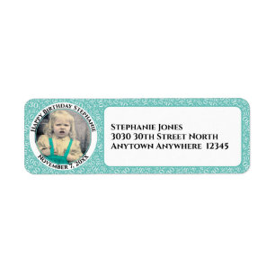 Your Photo 30th Birthday Number Patten Teal/White