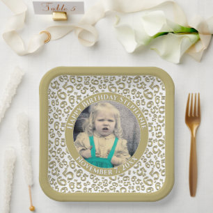Your Photo 65 Random Number Pattern Gold/White Paper Plate
