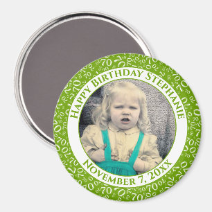 Your Photo 70th Birthday Number Pattern Green Magnet