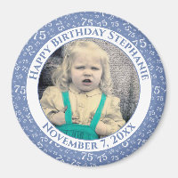 Your Photo 75th Birthday Number Pattern | Blue