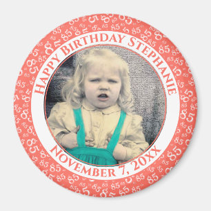 Your Photo 85th Birthday Number Pattern   Coral Magnet