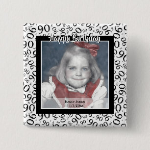Your Photo 90 Random Number Pattern Black/White 15 Cm Square Badge