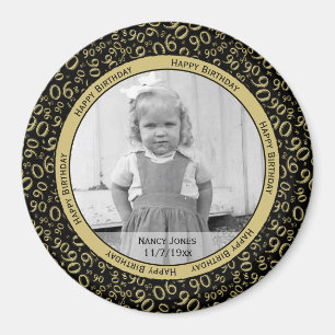 Your Photo:  90th Number Pattern Gold and Black Magnet