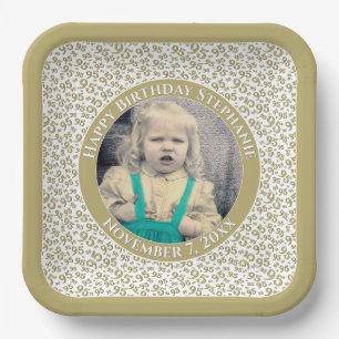 Your Photo 95 Random Number Pattern Gold/White Paper Plate