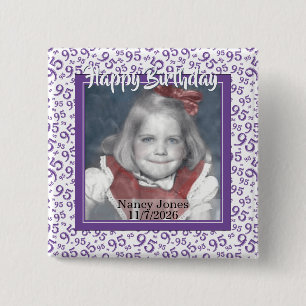 Your Photo 95 Random Number Pattern Purple/White 15 Cm Square Badge