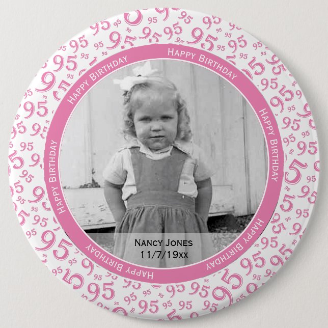 Your Photo:  95th Random Number Pattern Pink 6 Cm Round Badge (Front)