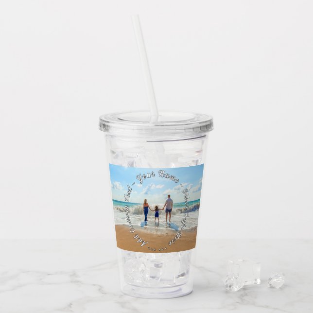 Your Photo Acrylic Tumbler with Custom Text Name (Front Ice)