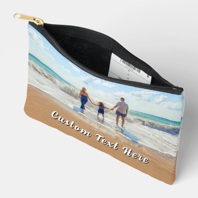 Your Photo and Custom Text Personalised Accessory Pouch (Open)